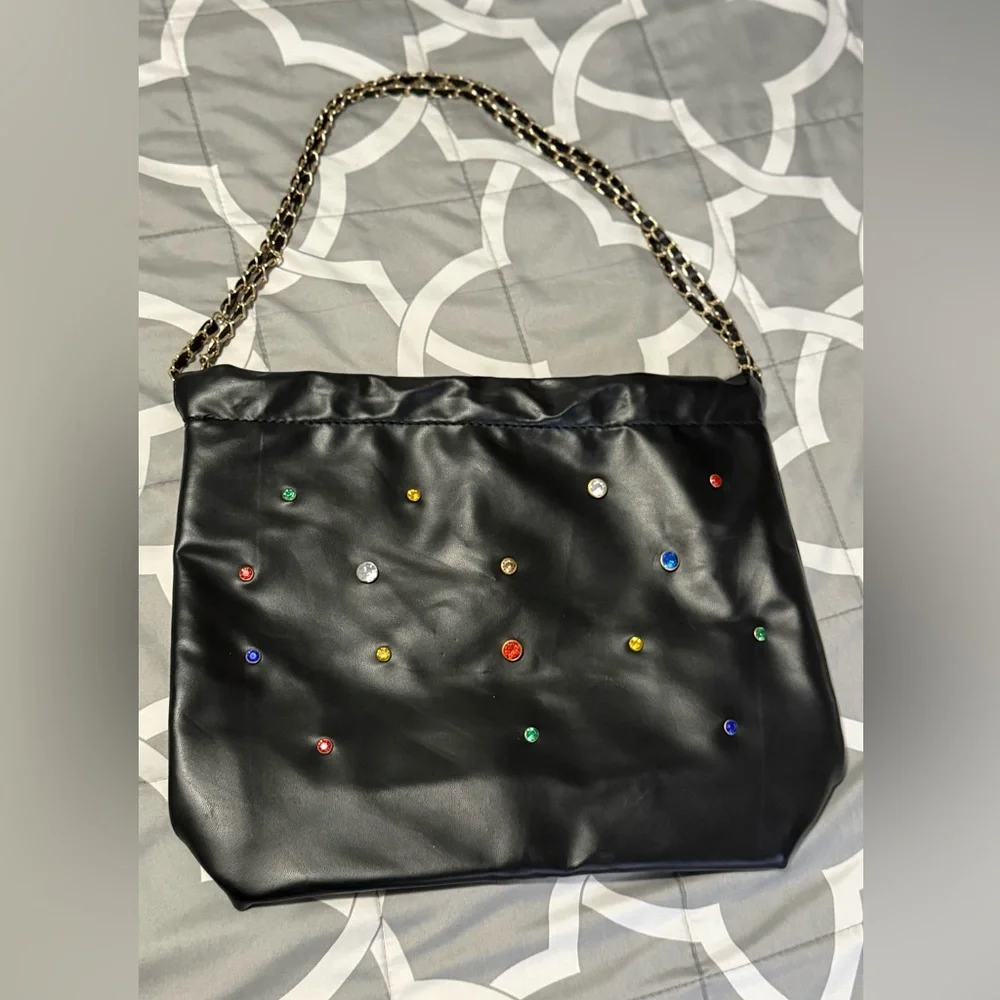 Elegant Black Women's Bag with Colorful Accents